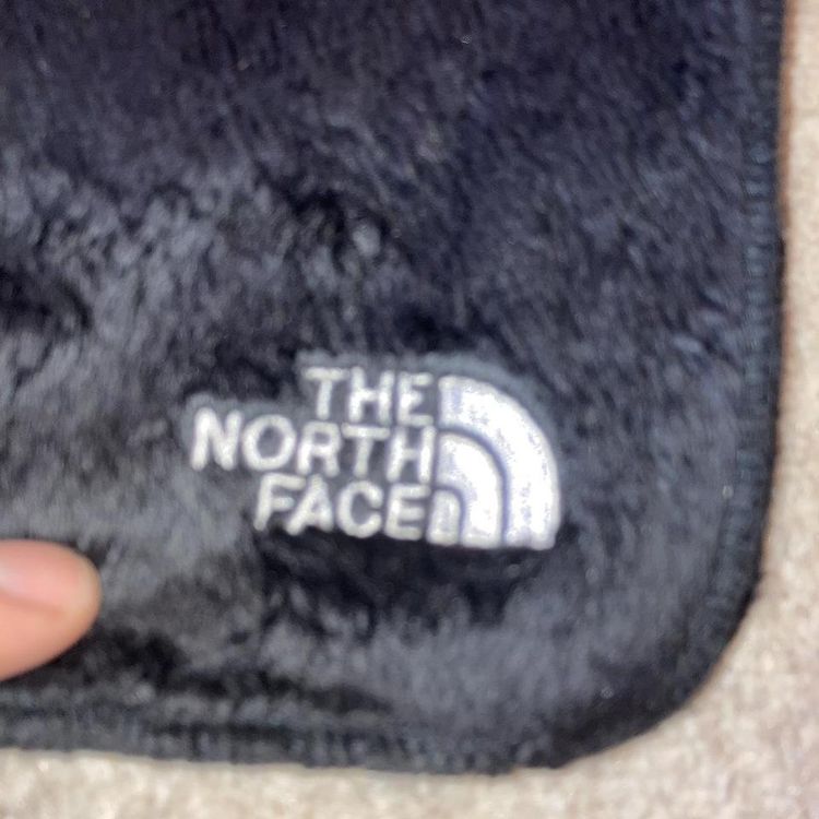 The north face black furry soft scarf with embroidered spellout logo on front 3