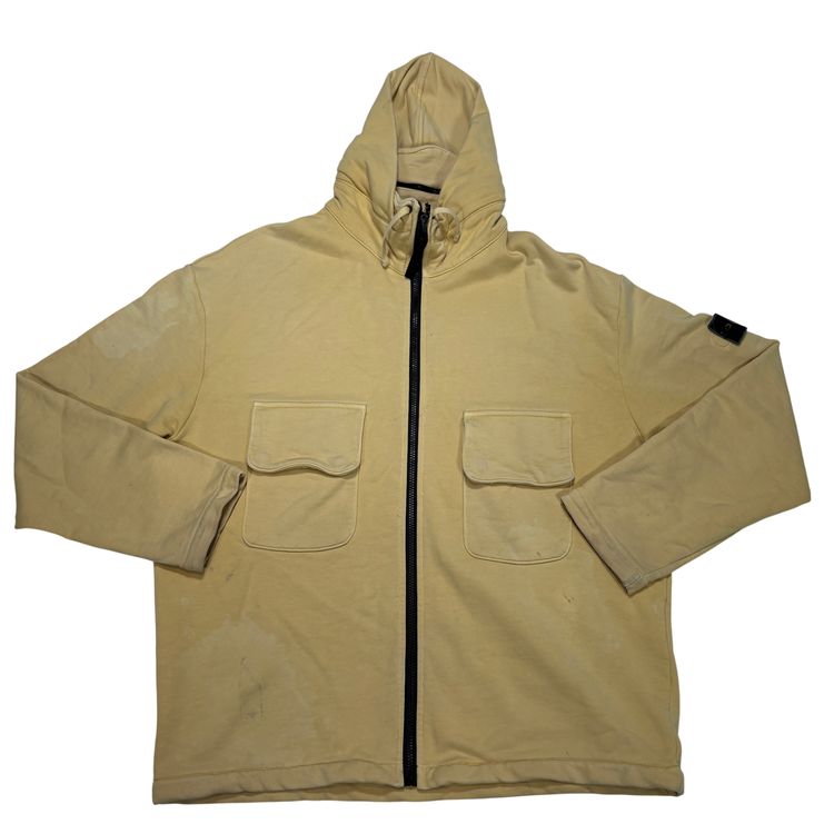 Stone Island Green Edge Vintage Zip up Hoodie Yellow Hoodie