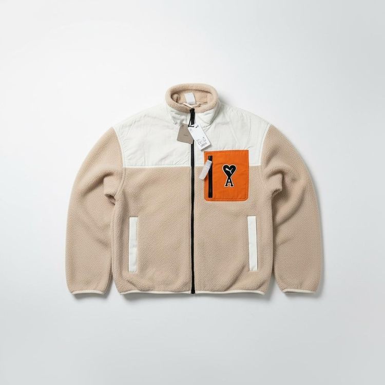 Ami Fleece Jacket With Orange Chest Pocket