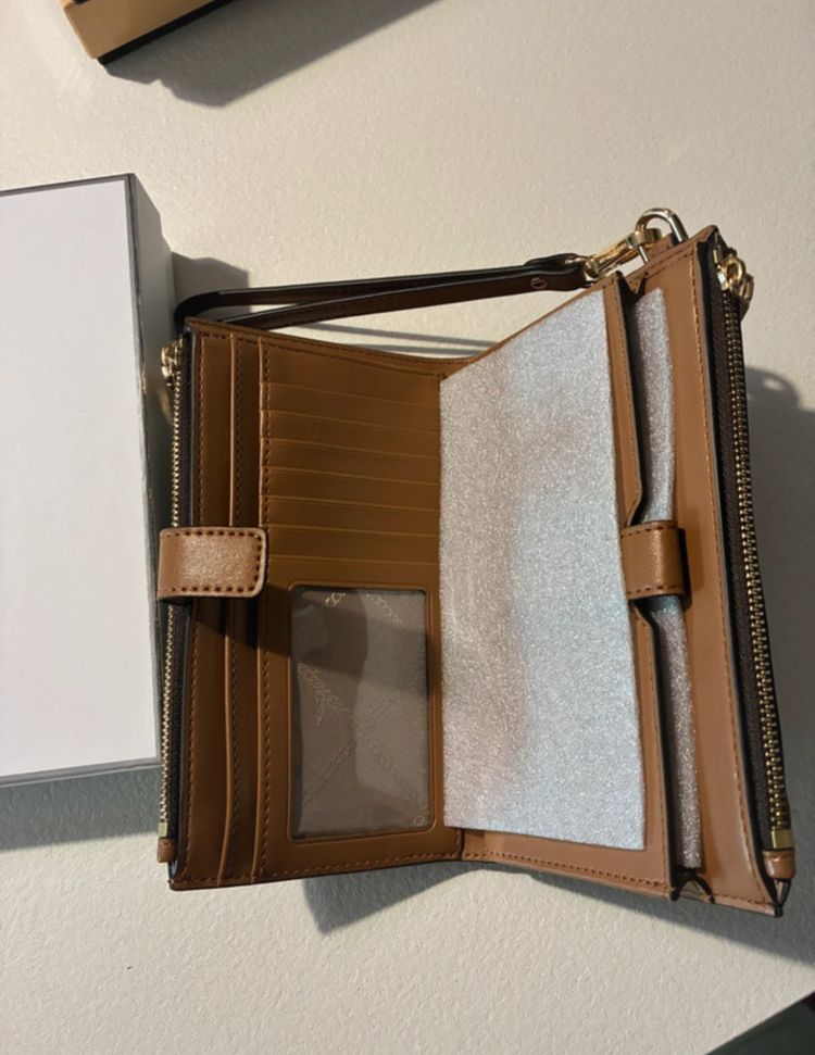 Michael Kors Jet Set Brown Double Zip Wristlet imagen 3