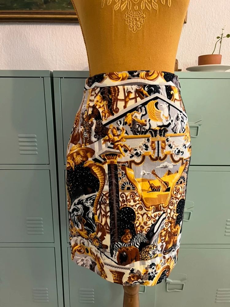 Kenzo Jungle – Vintage Printed Pencil Skirt – Animal & Baroque Motif – Original MSRP €320