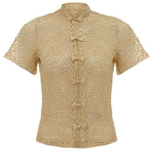Other ARCHIVE - Oriental Style 1920s Taupe Silk Lace Blouse product image
