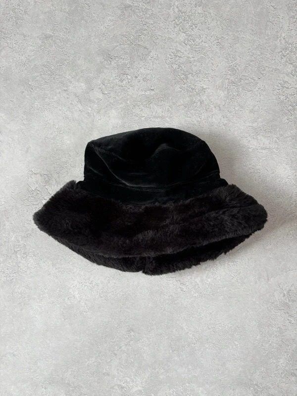 Marida Black Faux Fur Bucket Hat image 1