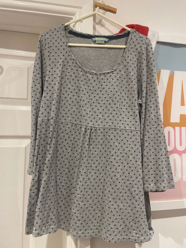 Boden Grey Polka Dot Long Sleeve Dress