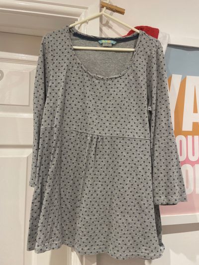 Boden Grey Polka Dot Long Sleeve Dress
