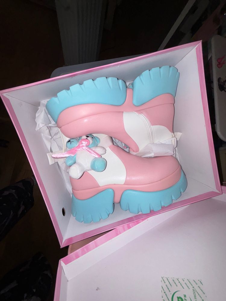 Pink And Blue Chunky Boots image 1