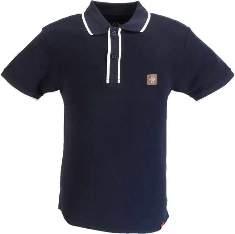 Trojan Mens Navy Blue Ottoman Rib Tipped Polo Shirt image 1