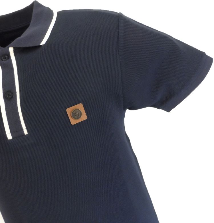 Trojan Mens Navy Blue Ottoman Rib Tipped Polo Shirt image 2