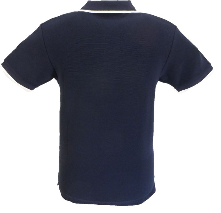 Trojan Mens Navy Blue Ottoman Rib Tipped Polo Shirt image 4