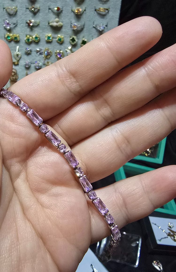 Pink Gemstone Bracelet stainless steel