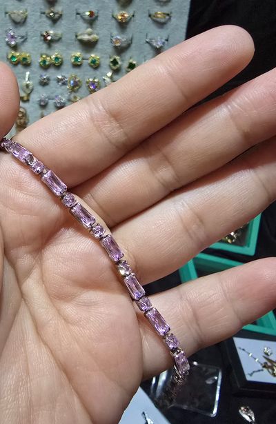 Pink Gemstone Bracelet stainless steel