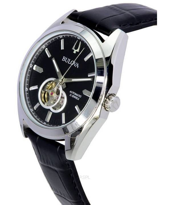 Immagine di Bulova Surveyor Black Open Heart Dial Automatic 96A273 Men's Watch 5