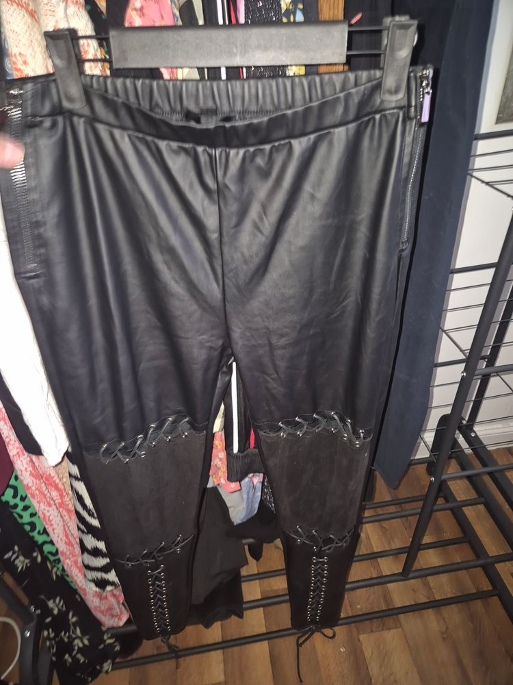 Maniere De Voir Maniere De Voir Women's Faux Leather Lace-Up Pants product image
