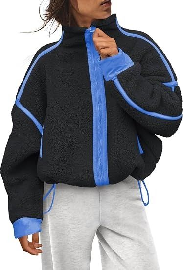 Black Fleece Jacket With Blue Trim image 1