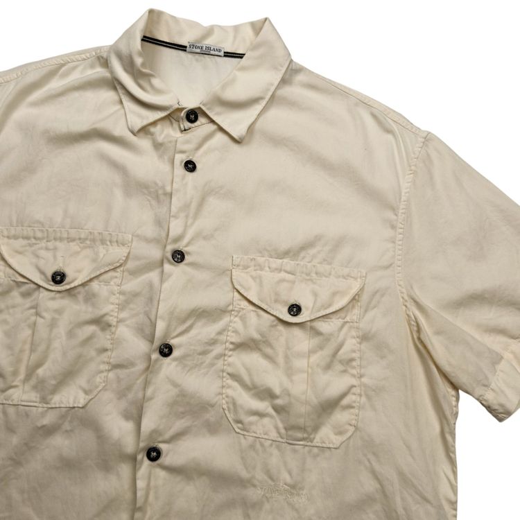 S/S 08 Stone Island Double Pocket Short Sleeve Shirt - Cream imagen 2