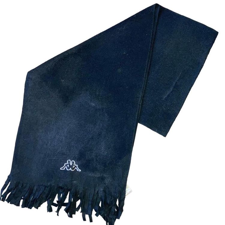 Kappa black and white scarf with large embroidered logo on front image 1