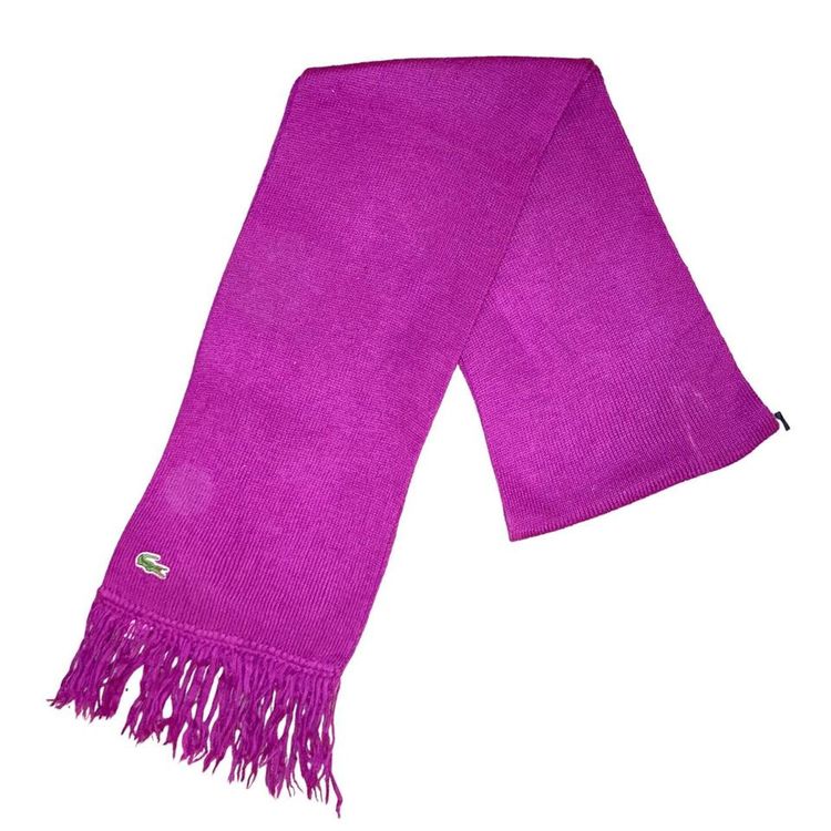 Vintage Lacoste scarf pink / purple lacoste scarf with embroidered lacoste logo on front in green