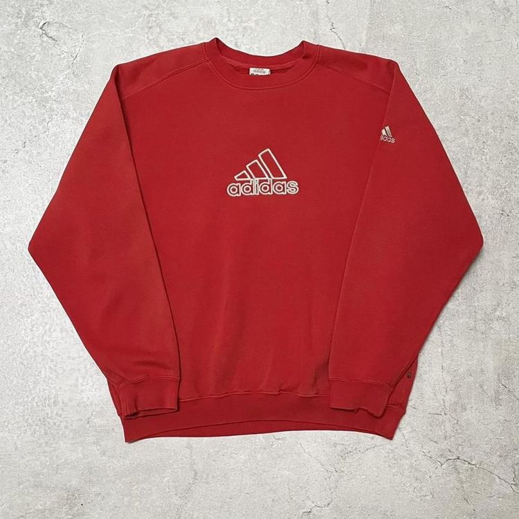 Red Adidas Big Logo Embroidered Sweatshirt image 1