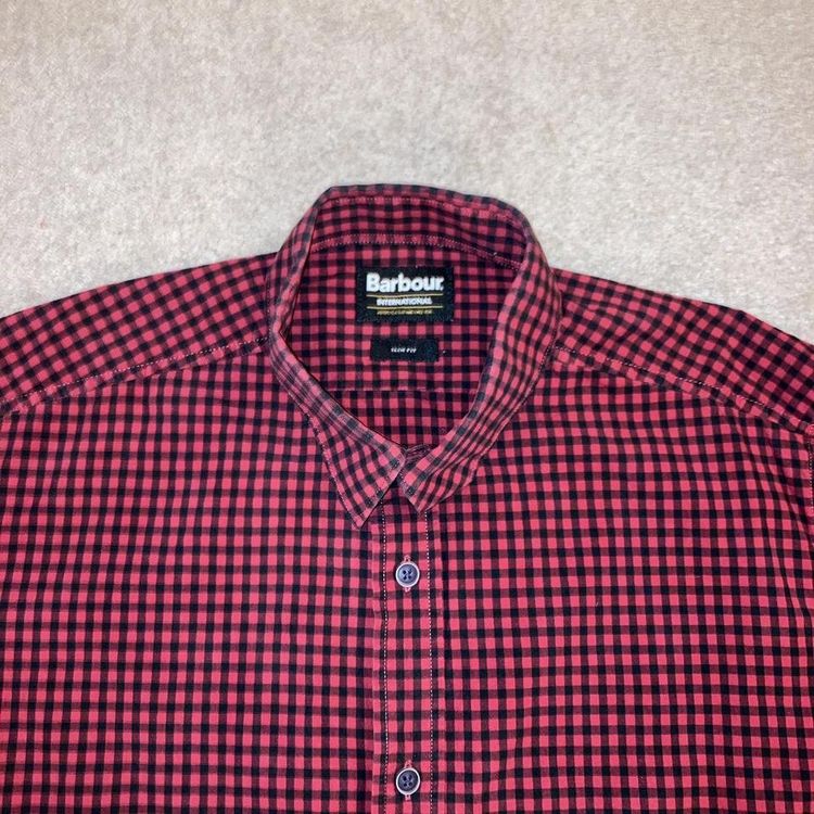 Barbour red and black check shirt long sleeved shirt with small tagged barbour 3