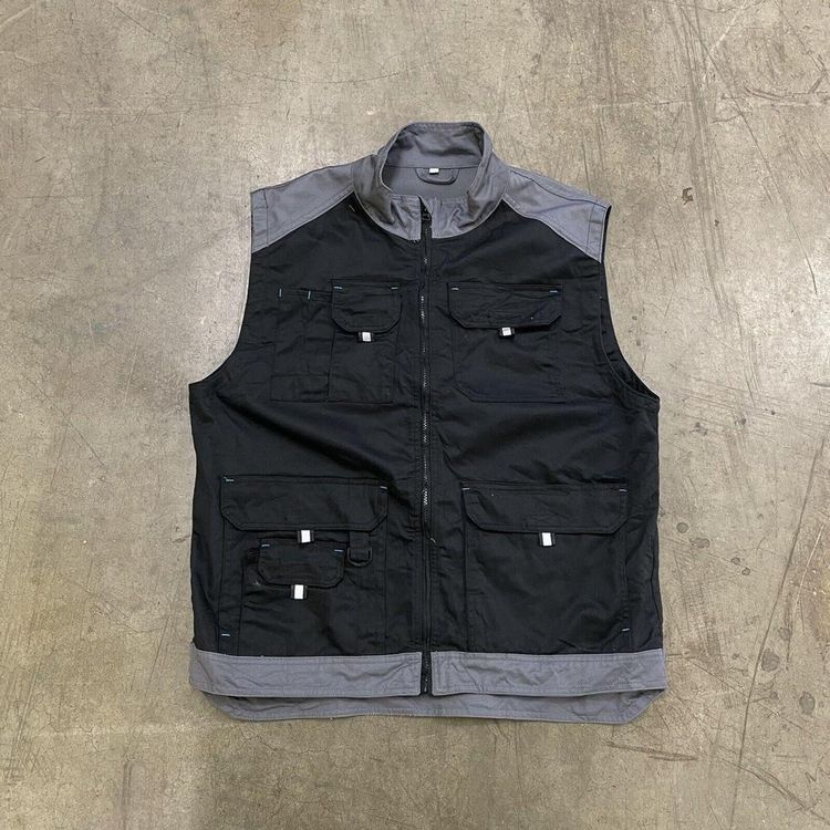 Fishing Vest Gilet Vintage Hunting Utility Jacket, Black, Mens XXL