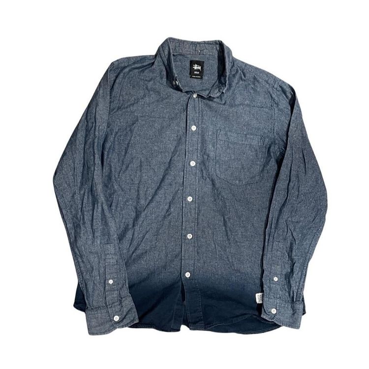 Stüssy Mens Stussy Blue Wash Long Sleeve Shirt Medium product image