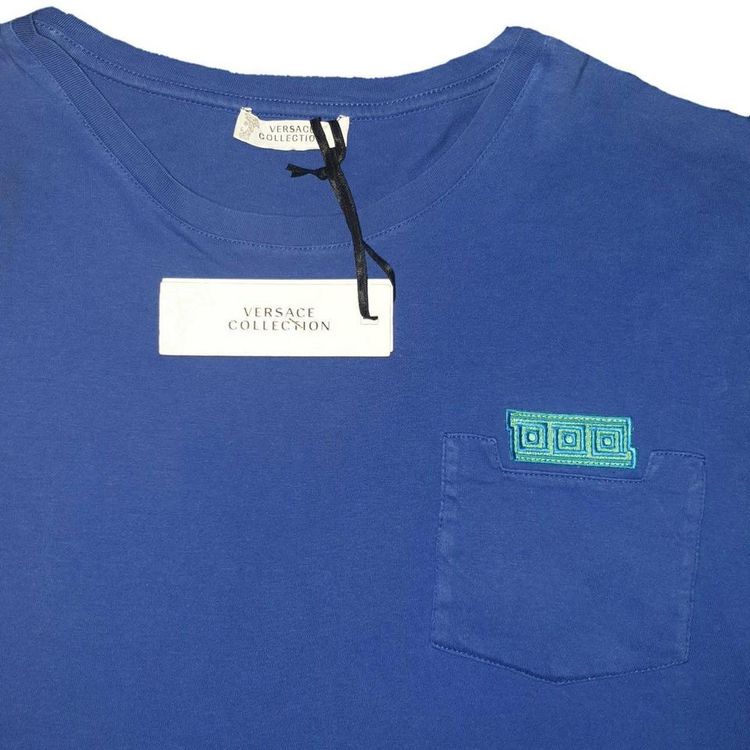 Versace Collection Mens Blue Greek Key Tshirt image 2