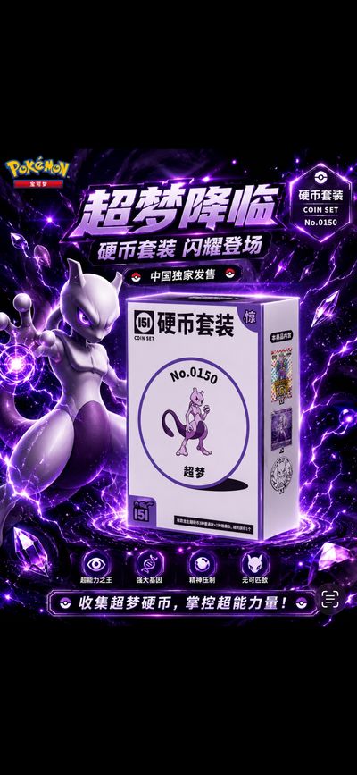 Mystery Pokemon 151 Coin Set + 3 Chinese 151 Booster Packs Sealed Promo | Chinese