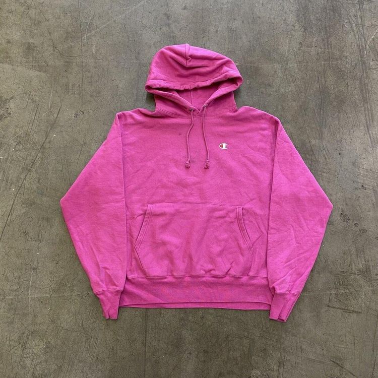 Champion Hoodie Reverse Weave Y2K Sports Sweatshirt, Pink, Womens Large image 1