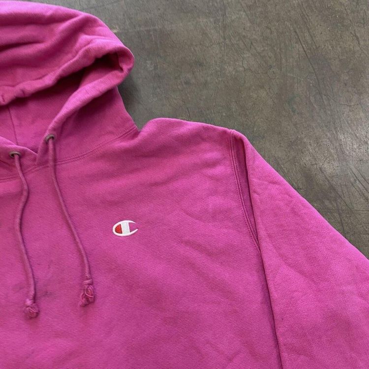 Champion Hoodie Reverse Weave Y2K Sports Sweatshirt, Pink, Womens Large image 3