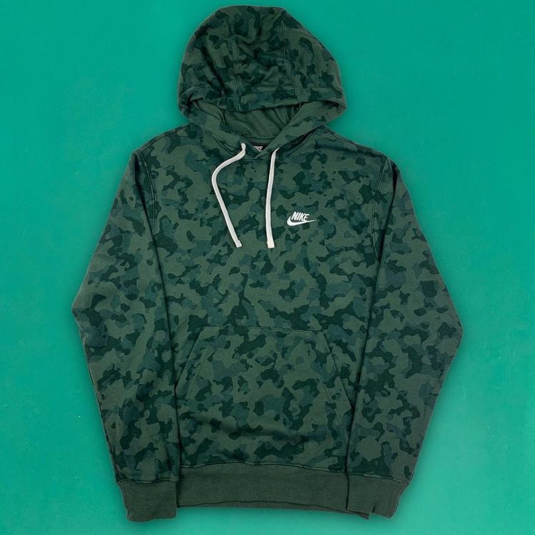Nike Nike Pullover Hoodie Embroidered Spellout Logo Hooded Gym Camouflage Green XS product image