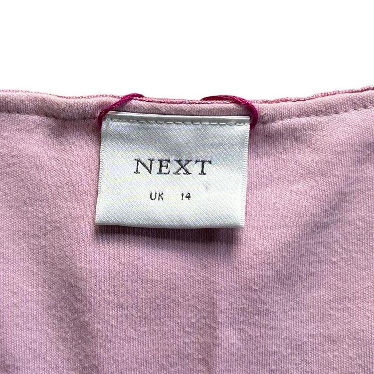 Early 2000s pink long sleeved cardigan top with hook and eye fastenings, velvet ribbon trim and embr image 5