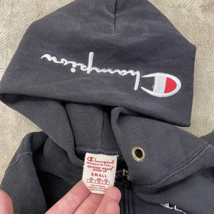 Champion Hoodie Reverse Weave Y2K Full Zip Sweatshirt, Black, Womens Small image 4