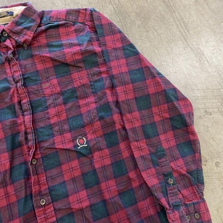 Tommy Hilfiger Shirt Checkered Crest Long Sleeve Button Up, Red, Mens Small image 3