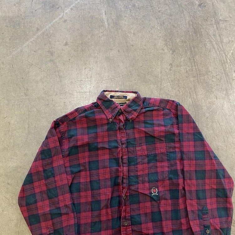 Tommy Hilfiger Shirt Checkered Crest Long Sleeve Button Up, Red, Mens Small image 2