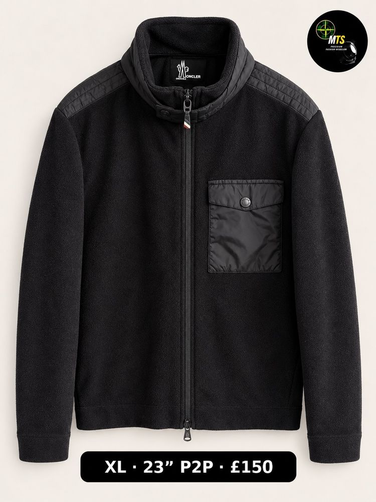 2508 Moncler Black Fleece Jacket With Chest Pocket 23” p2p image 1