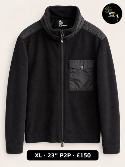 2508 Moncler Black Fleece Jacket With Chest Pocket 23” p2p