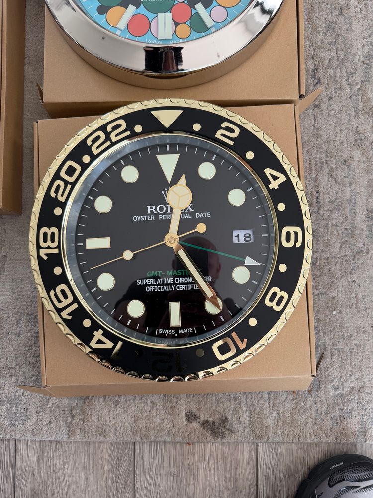 Rolex Black And Gold Wall Clock