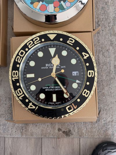 Rolex Black And Gold Wall Clock