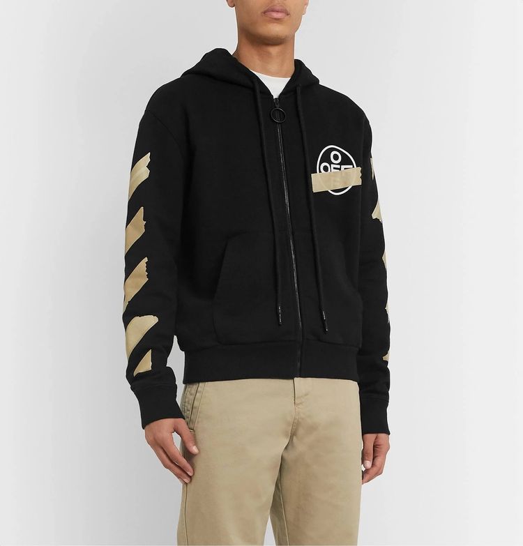 Off-White Black Tape Arrows Logo Zip Hoodie 2