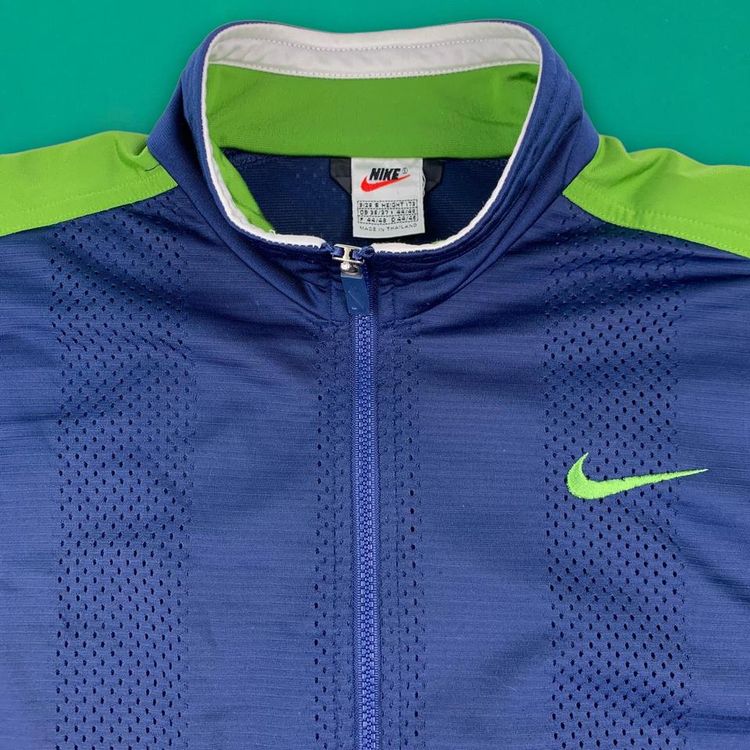 Nike Vintage 80's Full Zip Embroidered Spellout Swoosh Track Top Jacket Blue S image 2