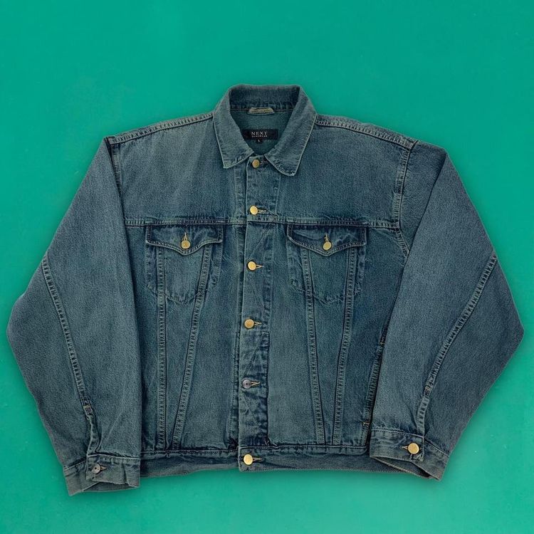 NEXT Vintage Classic Western Denim Trucker Jacket Blue Large image 1