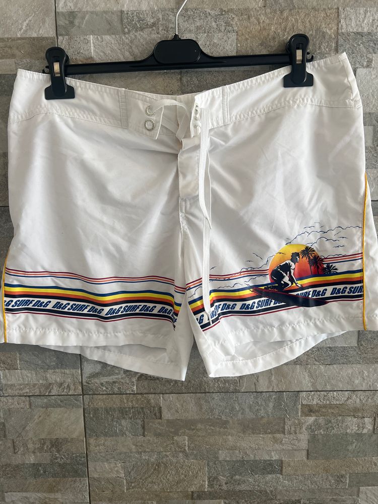 D&G White Swim Shorts With Surf Print