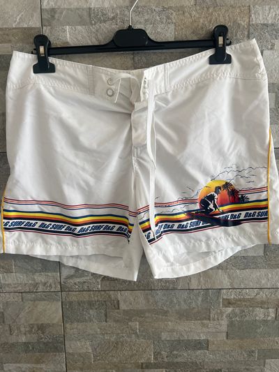 D&G White Swim Shorts With Surf Print