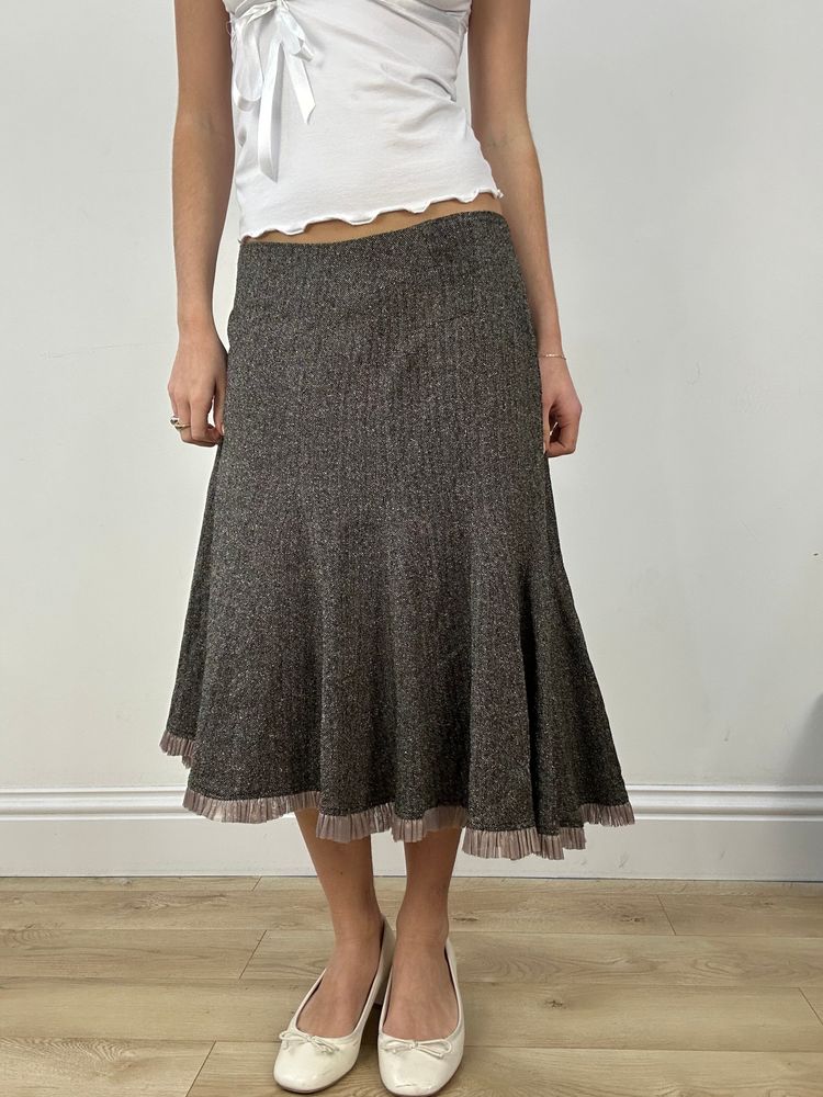 countryside | medium brown asymmetric maxi skirt image 1