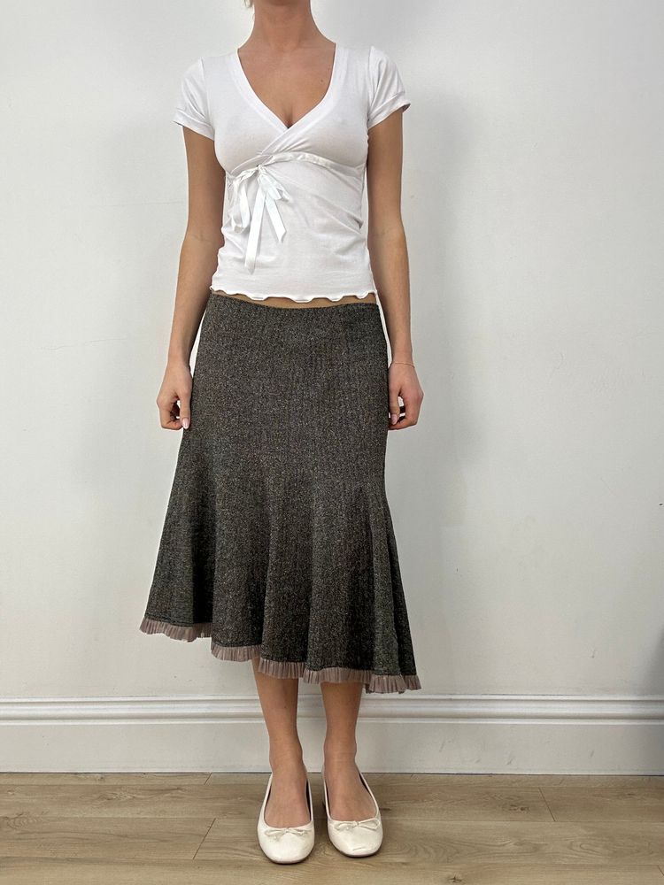 countryside | medium brown asymmetric maxi skirt image 4