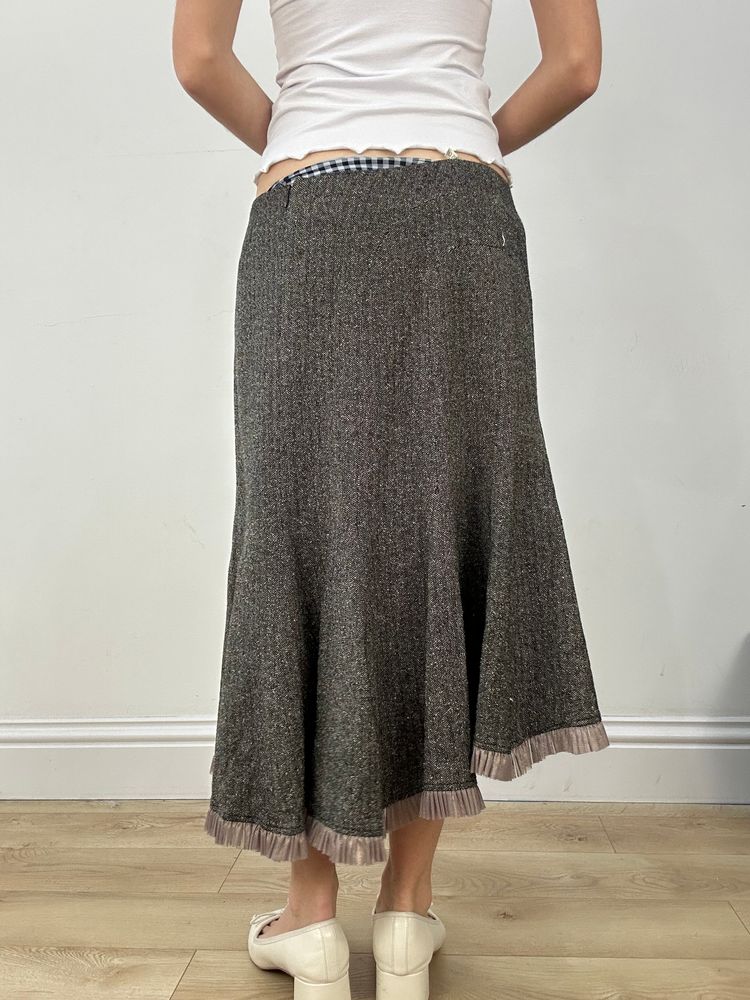 countryside | medium brown asymmetric maxi skirt image 3