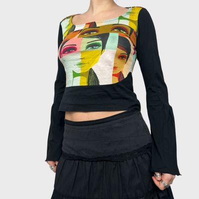 Custo Barcelona Graphic Print Face Top - S