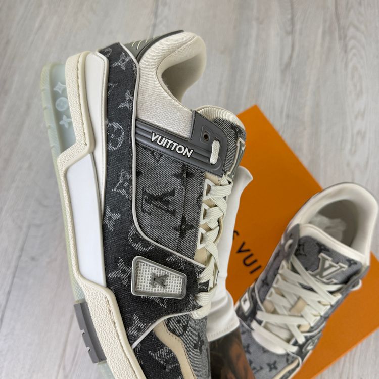 Louis Vuitton Men’s Grey / White Monogram Low Trainers - Uk 9.5 (Fit 10/10.5) image 2