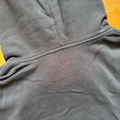 Lanvin Black Embroidered Curb Logo Oversized Hoodie 8