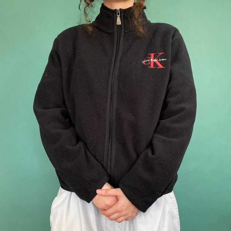 Calvin Klein Vintage y2k Calvin Klein fleece zip up black & red. product image